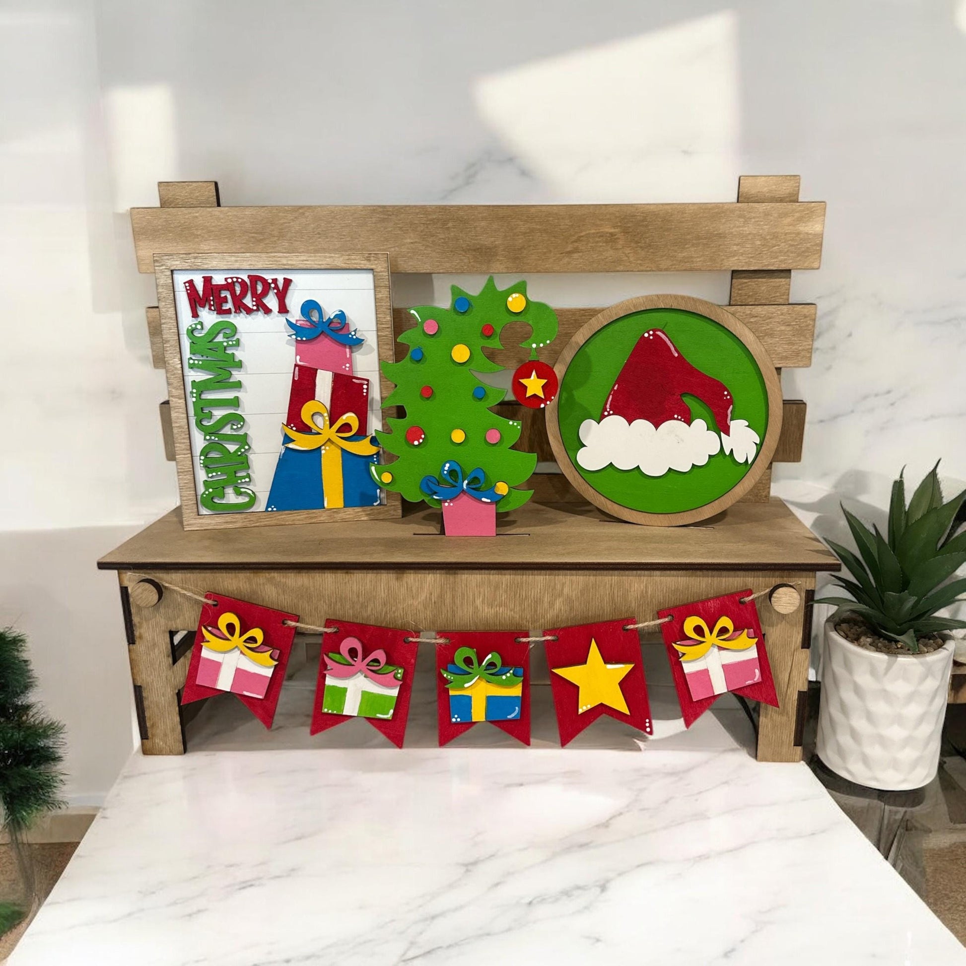 DIY Whimsical Bench Inserts: Interchangeable Holiday Decor, Seasonal Unfinished, Christmas Inserts
