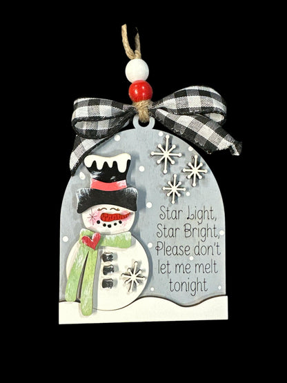 Snowman Ornament, Snowman, Star Light Star Bright Ornament, Gift Exchange Ornament, Christmas Ornament, Snowman, Whimsical Ornament, Snowman