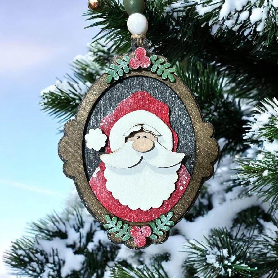 Santa Frame Ornament, Christmas Tree Decoration, Santa Ornaments, Ornament, Tree Decoration, Handmade Santa, Ornaments