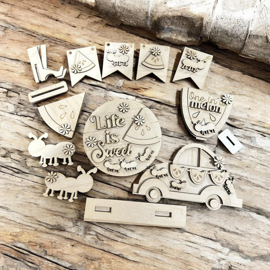 DIY Unfinished Wood Watermelon Tiered Tray: Summer Farmhouse Decor