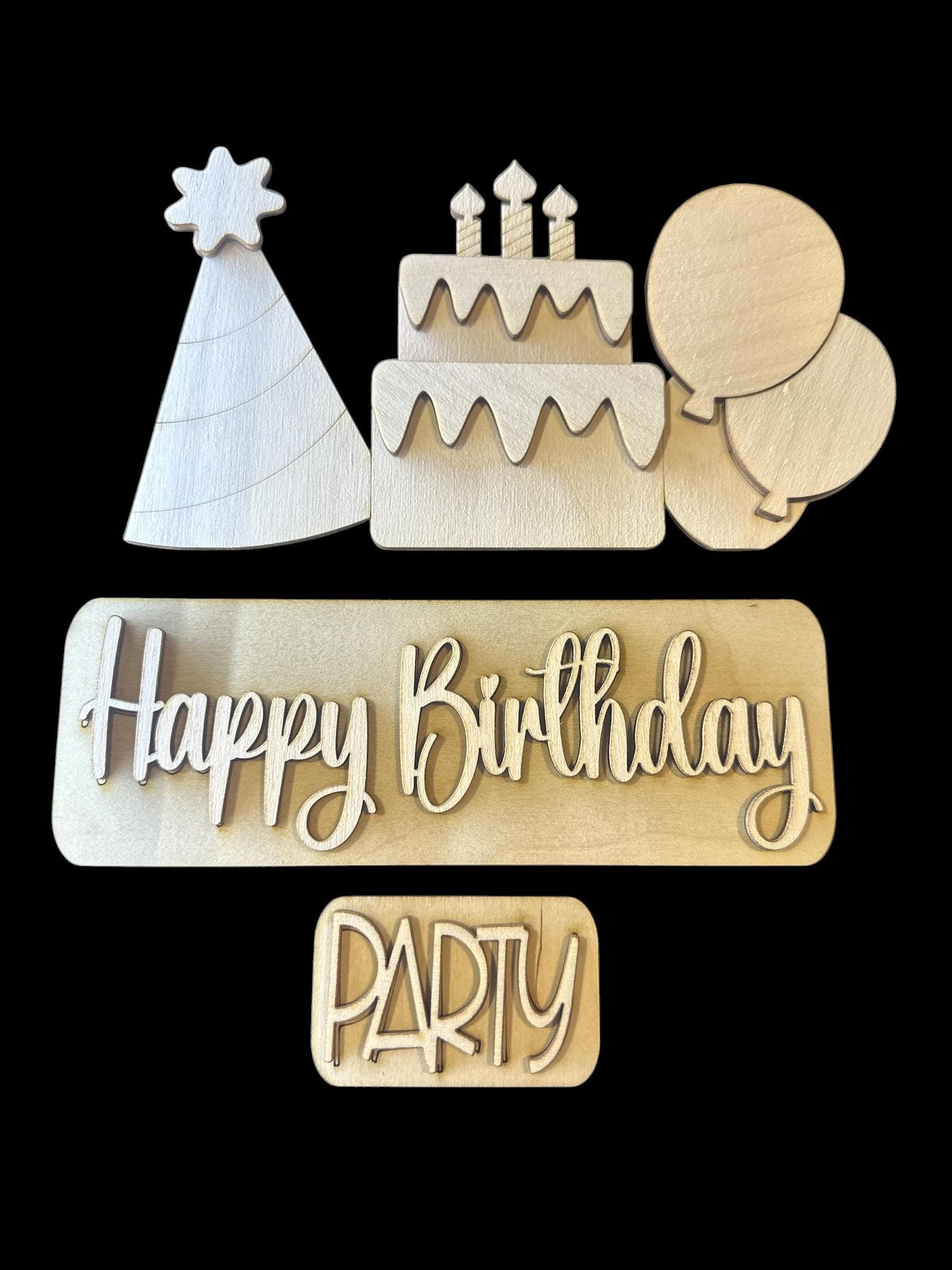 Happy Birthday Truck Insert: Interchangeable 12" MDF/Birch DIY Kit