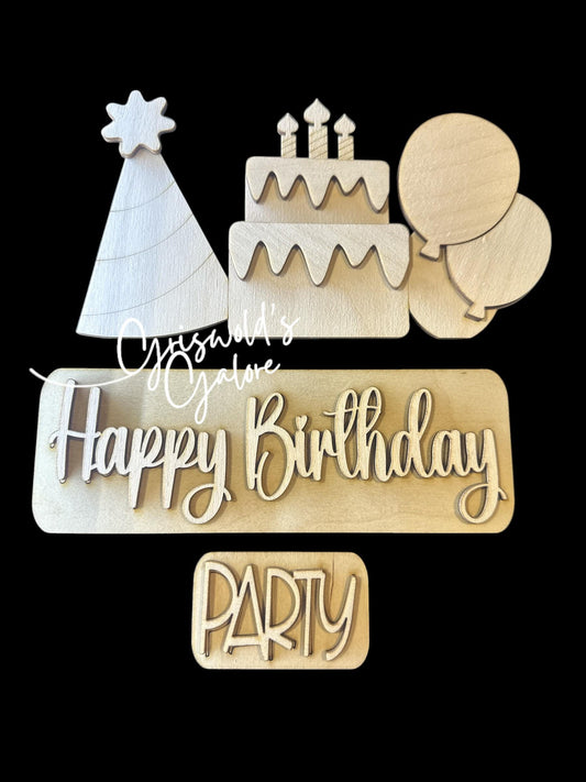 Happy Birthday Truck Insert: Interchangeable 12" MDF/Birch DIY Kit