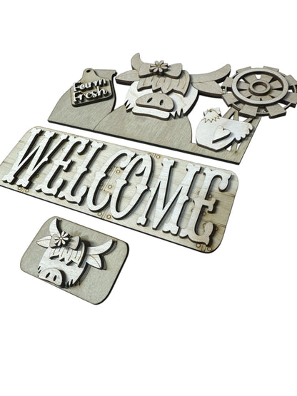 DIY Highland Cow Interchangeable Insert: 12" Truck, Easel, or Picket Sign, Truck Insert, Pallet Insert