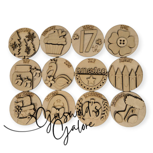 Bundle 7 of 3" Rounds, DIY Interchangeable Magnetic Rounds Bundle: Unfinished MDF, 3" or 6", DIY paint Party, Seasonal Inserts