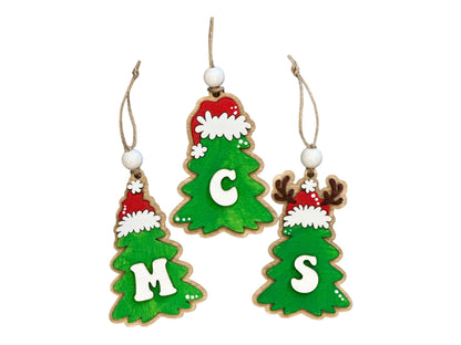 Personalized Wood Christmas Tree Ornament: Initial, Name, and Year