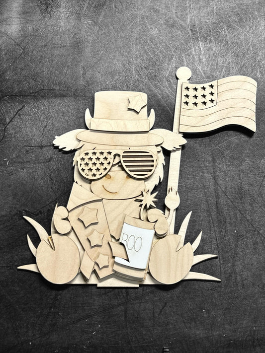 DIY Unfinished Highland Cow: Patriotic Farmhouse Decor