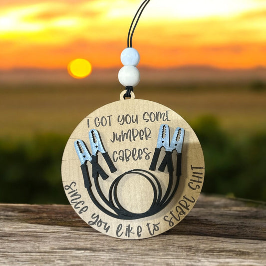 Sarcastic Jumper Cables Ornament: Funny White Elephant Gift