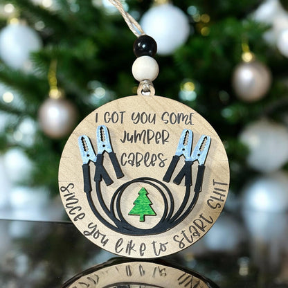 Sarcastic Jumper Cables Ornament: Funny White Elephant Gift