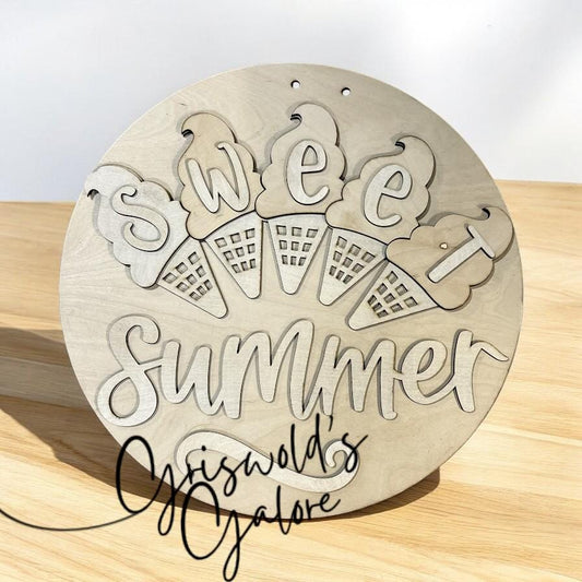 DIY Ice Cream Door Hanger: Unfinished Wood, Summer Decor