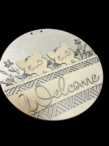 DIY Unfinished Wood Cat Door Hanger: Welcome Sign Craft
