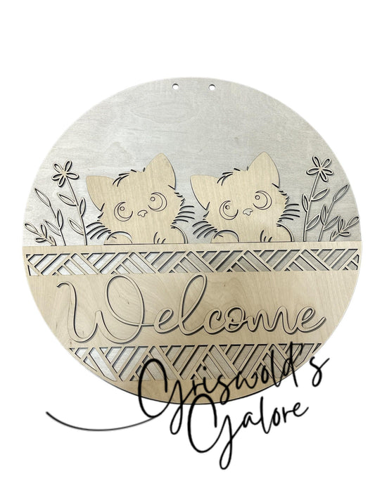 DIY Unfinished Wood Cat Door Hanger: Welcome Sign Craft