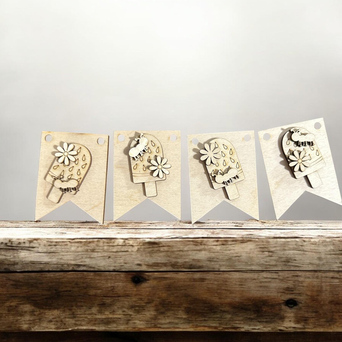 DIY Hello Summer Tiered Tray: Unfinished Wood Sunflower Decor