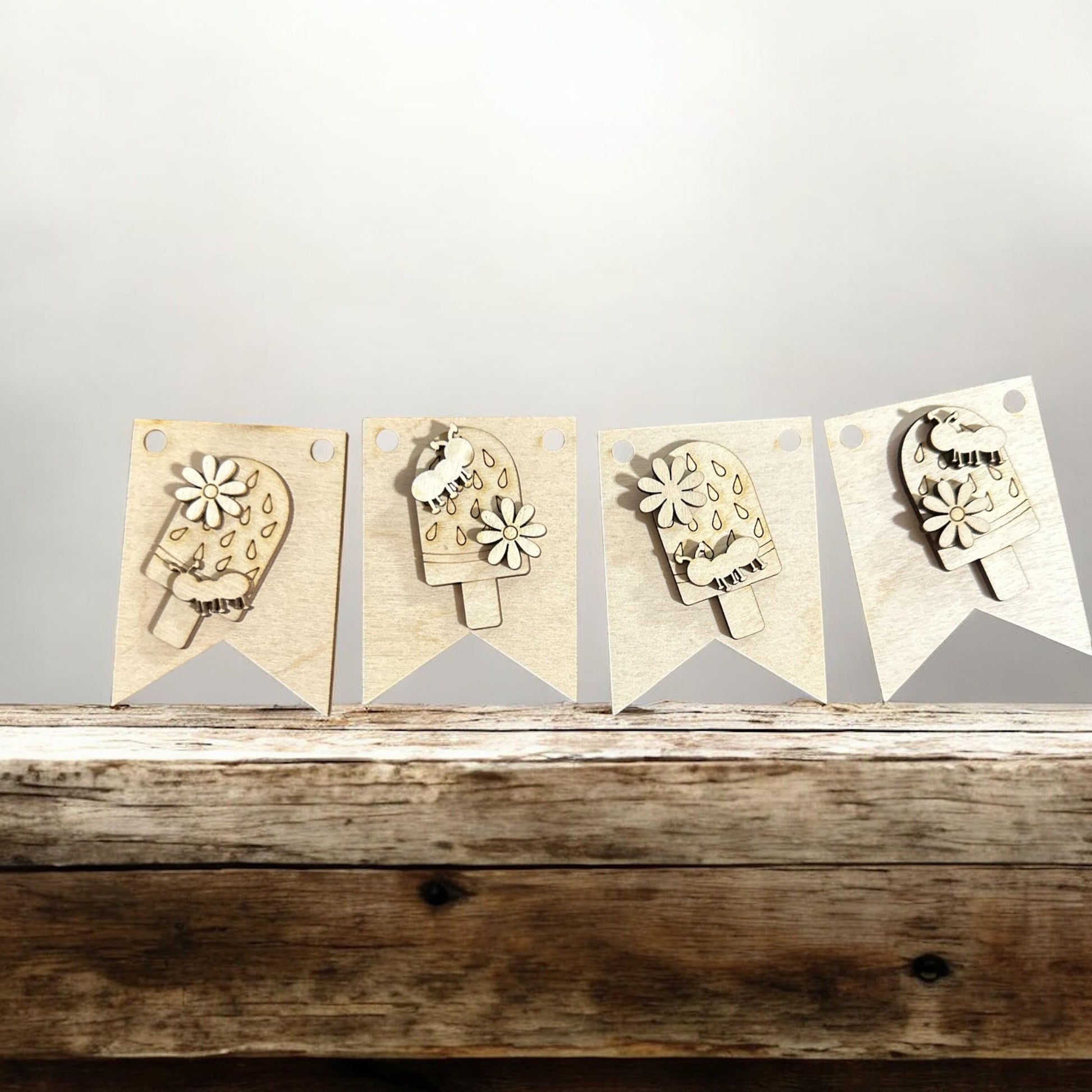 DIY Hello Summer Tiered Tray: Unfinished Wood Sunflower Decor