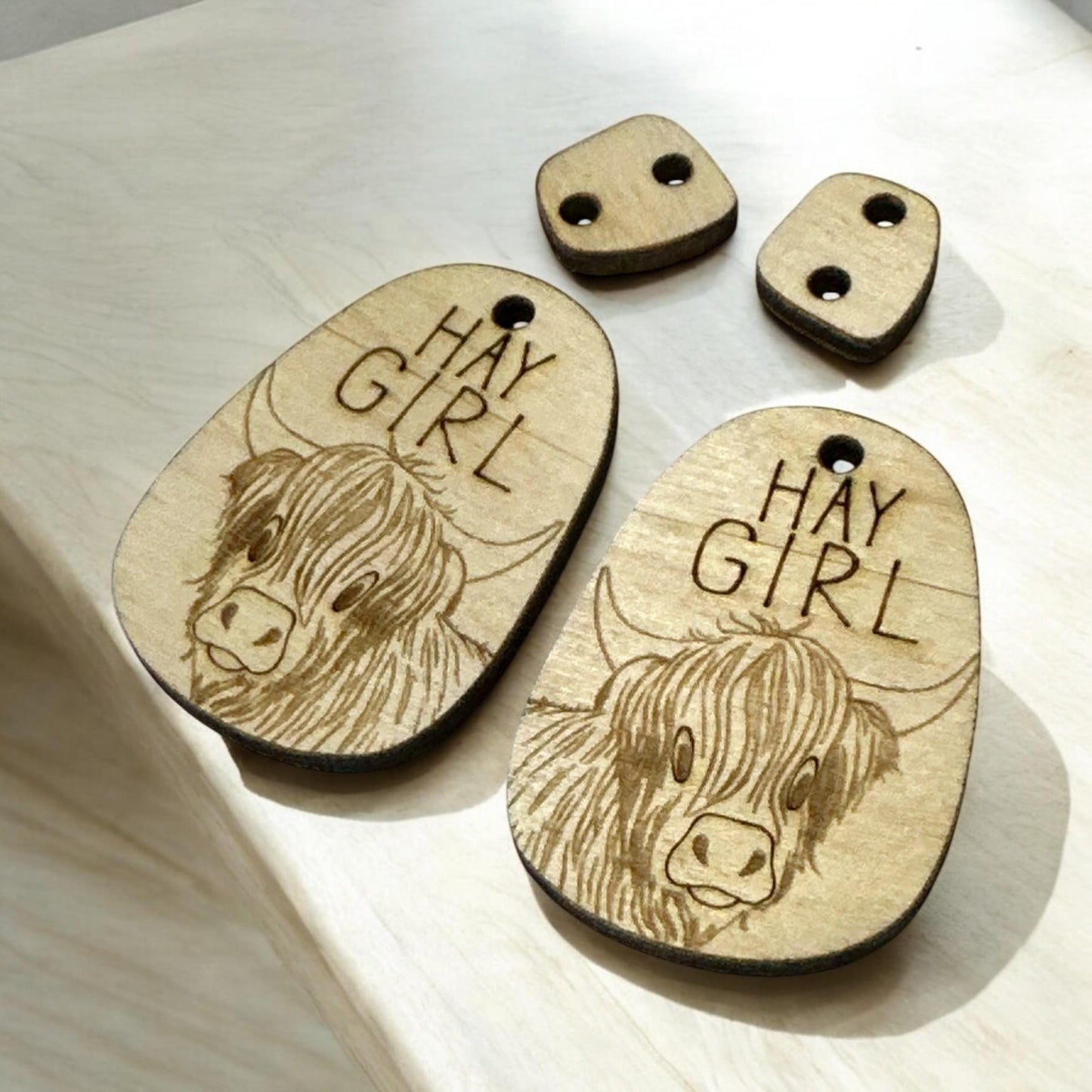 DIY Wooden Cow Earrings: Unfinished Birch Craft Blanks