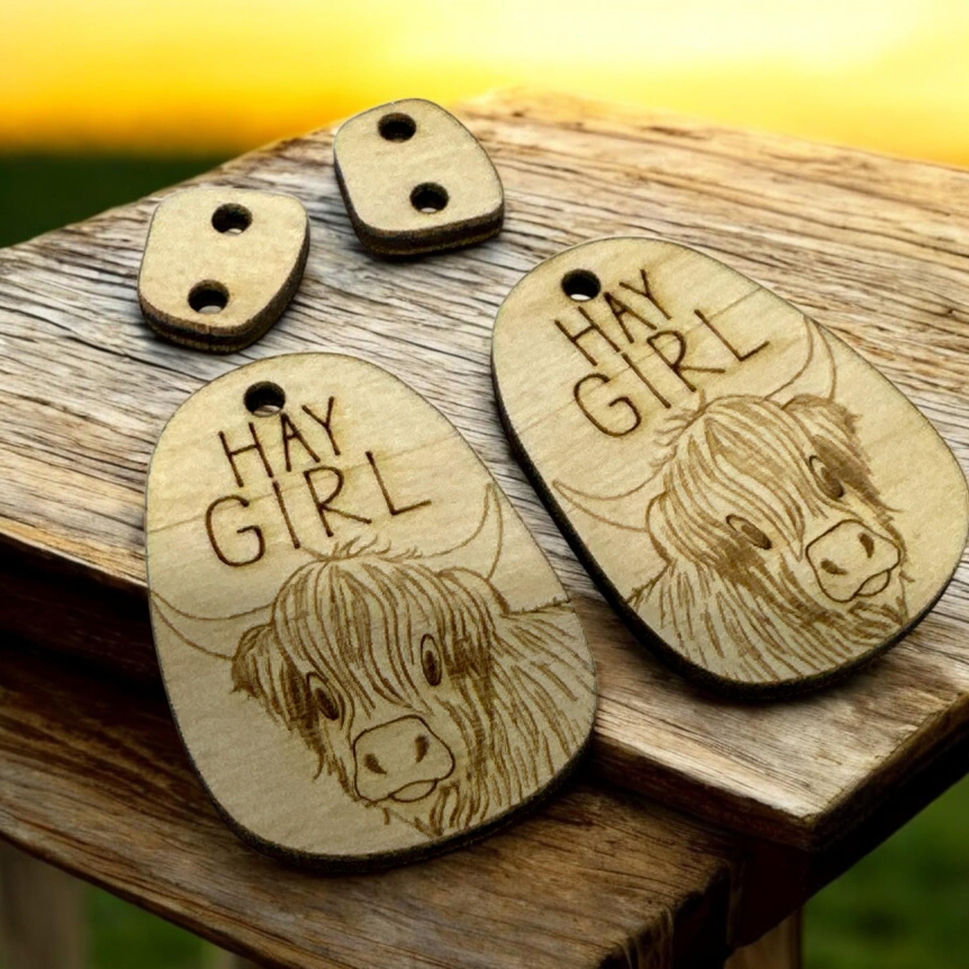 DIY Wooden Cow Earrings: Unfinished Birch Craft Blanks