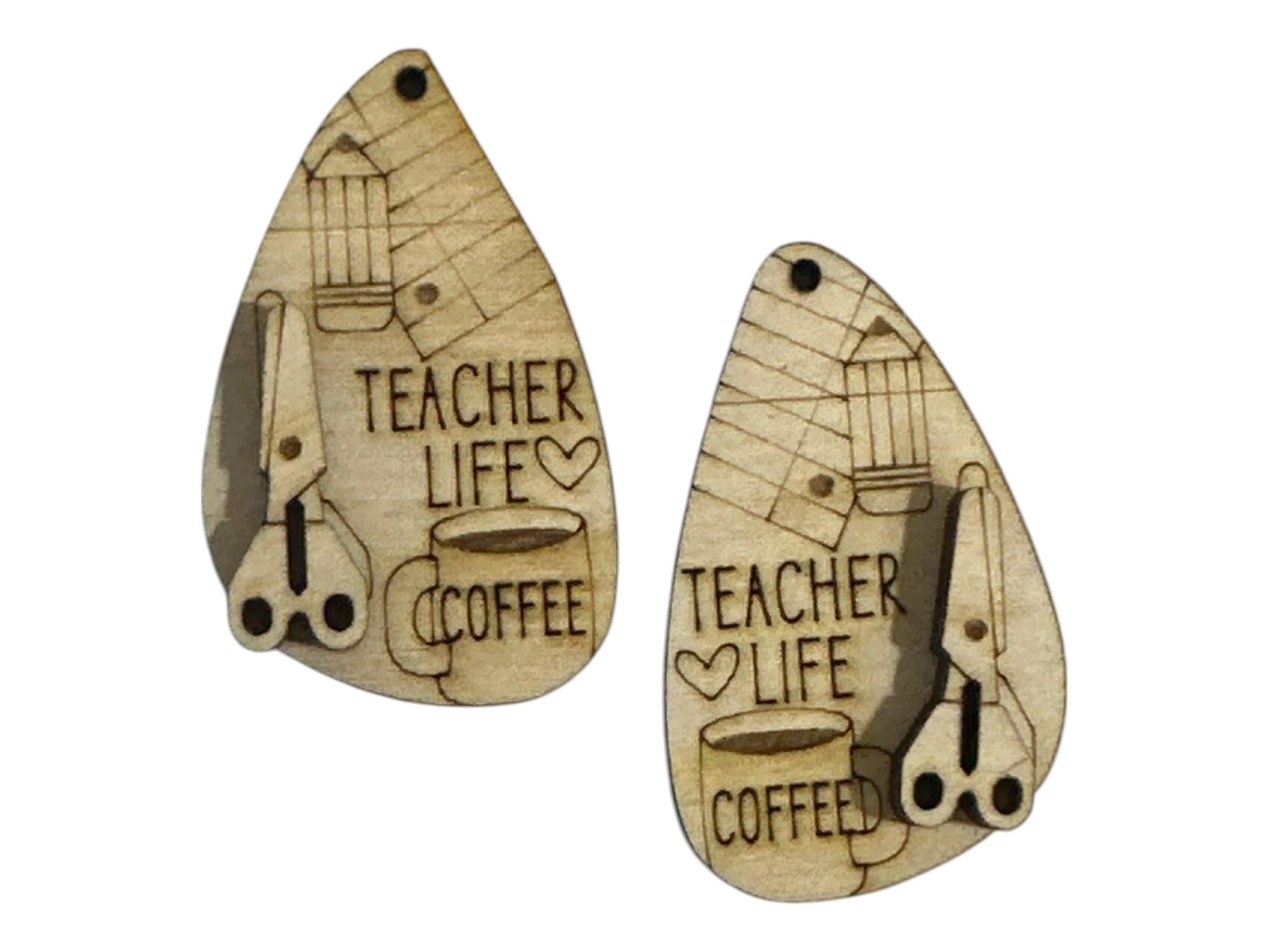 DIY Teacher Earrings: Unfinished Birch Wood, Craft Night Jewelry
