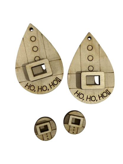 DIY Ho Ho Ho Holiday, Unfinished Earrings, Wooden Earrings, Blank Wood Cut Earrings, DIY Jewelry Craft, Craft Night Earrings, Santa Earring