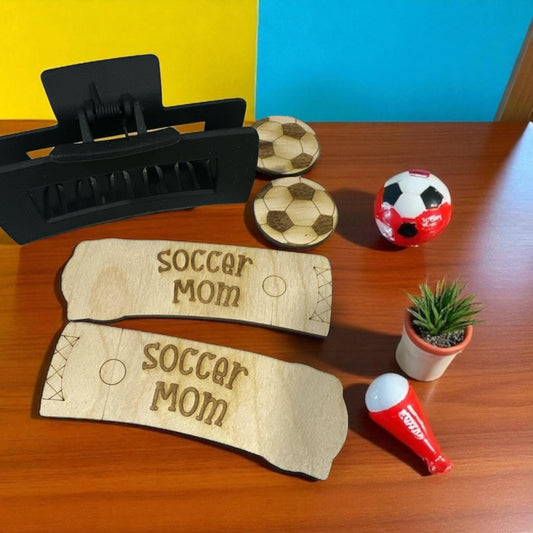 DIY Soccer Hair Clip Pieces: Unfinished Wood Laser Cut Blanks