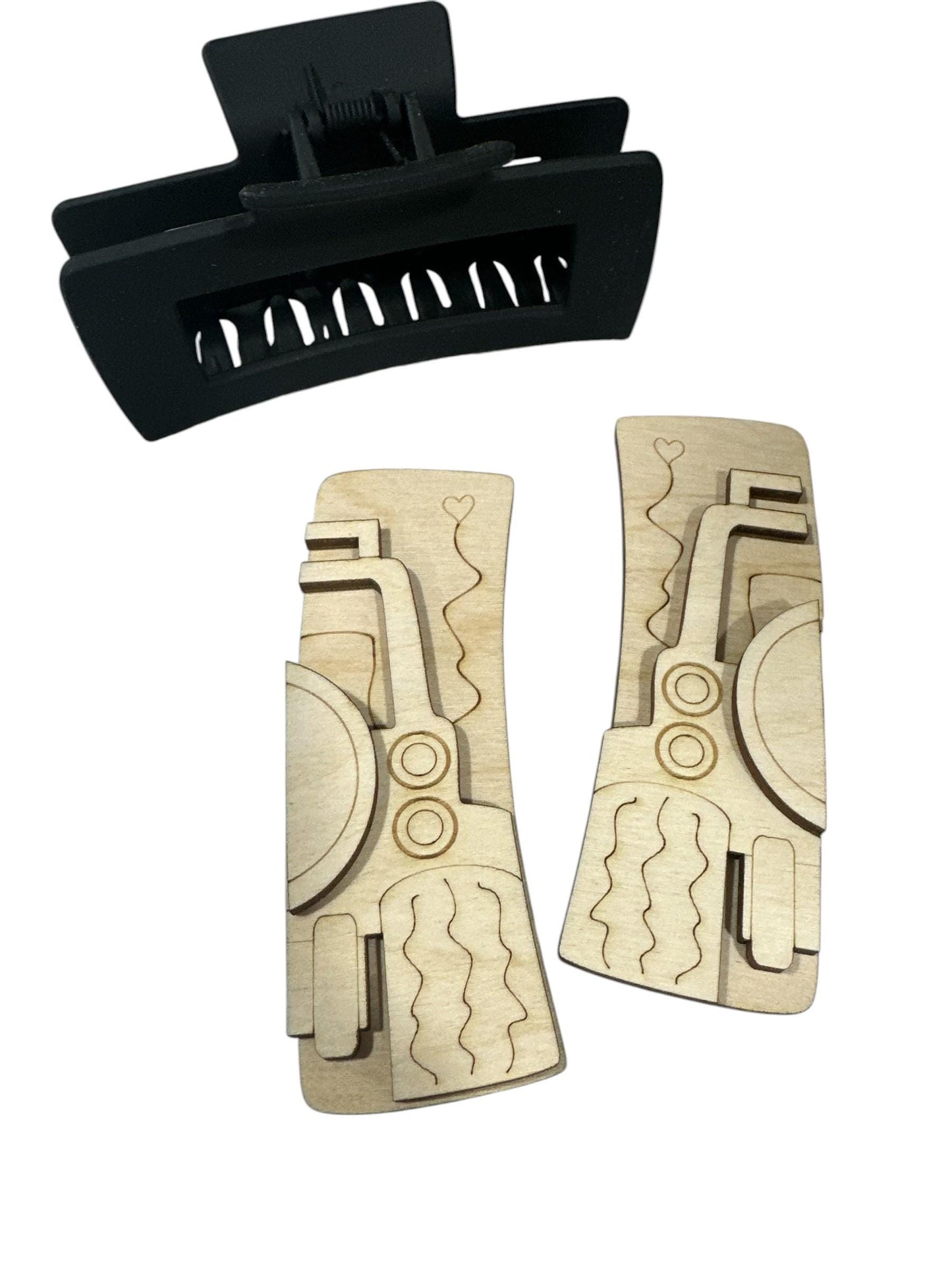 DIY Wood Laser Cut Hair Clip Pieces: Unfinished Off Road Design