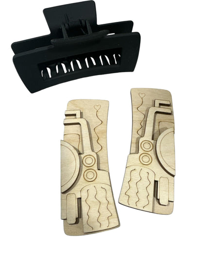 DIY Wood Laser Cut Hair Clip Pieces: Unfinished Off Road Design