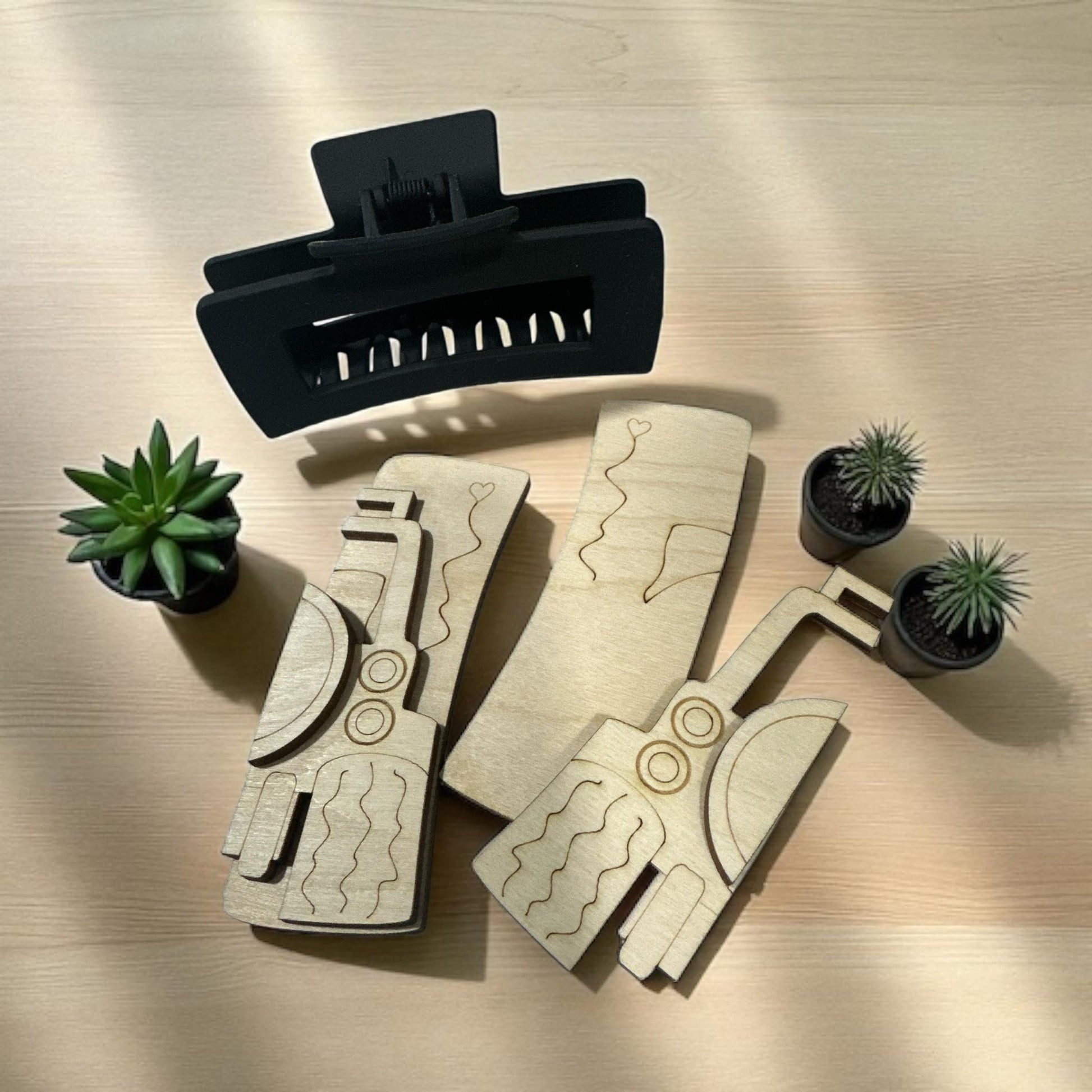DIY Wood Laser Cut Hair Clip Pieces: Unfinished Off Road Design