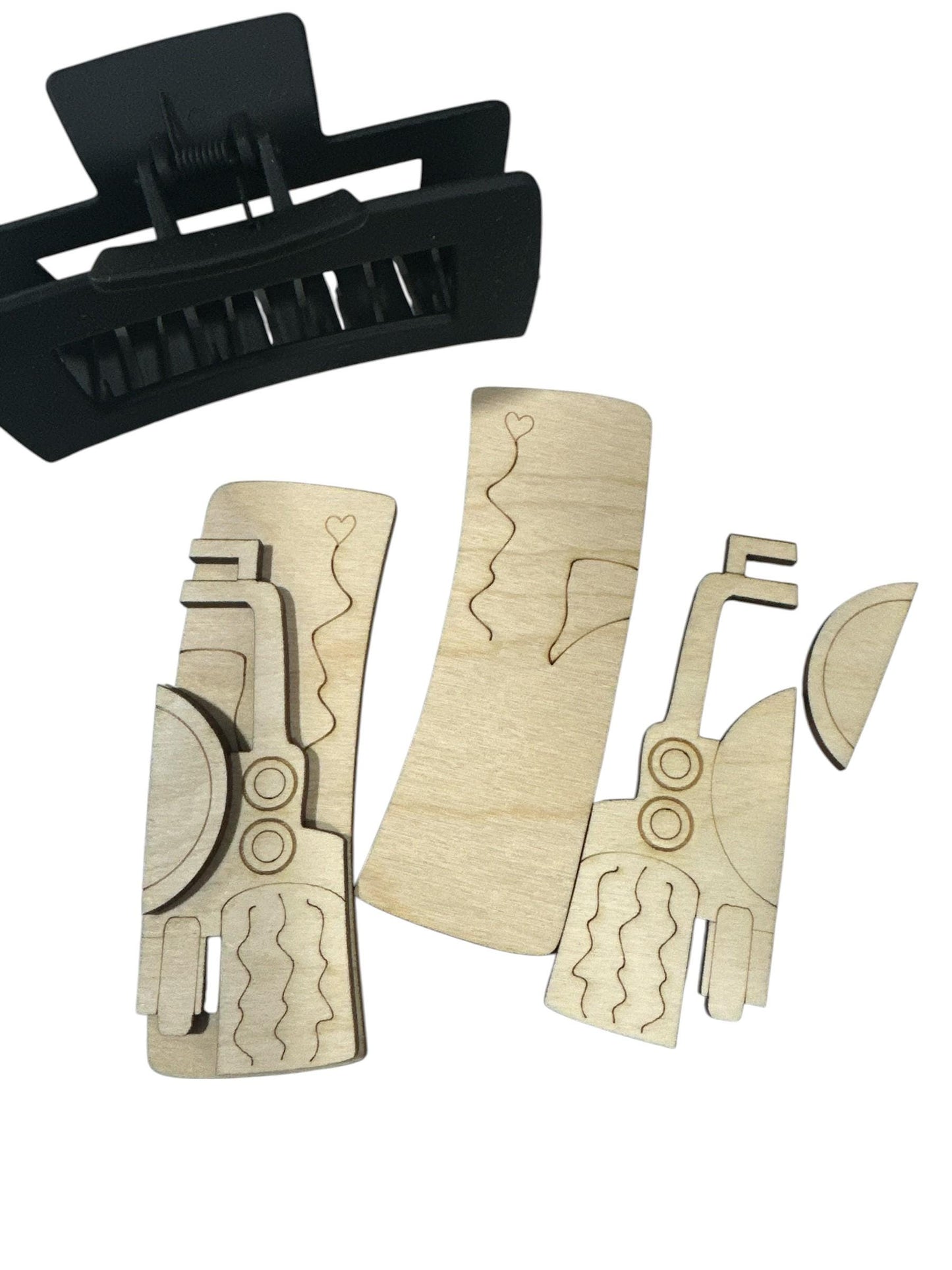 DIY Wood Laser Cut Hair Clip Pieces: Unfinished Off Road Design