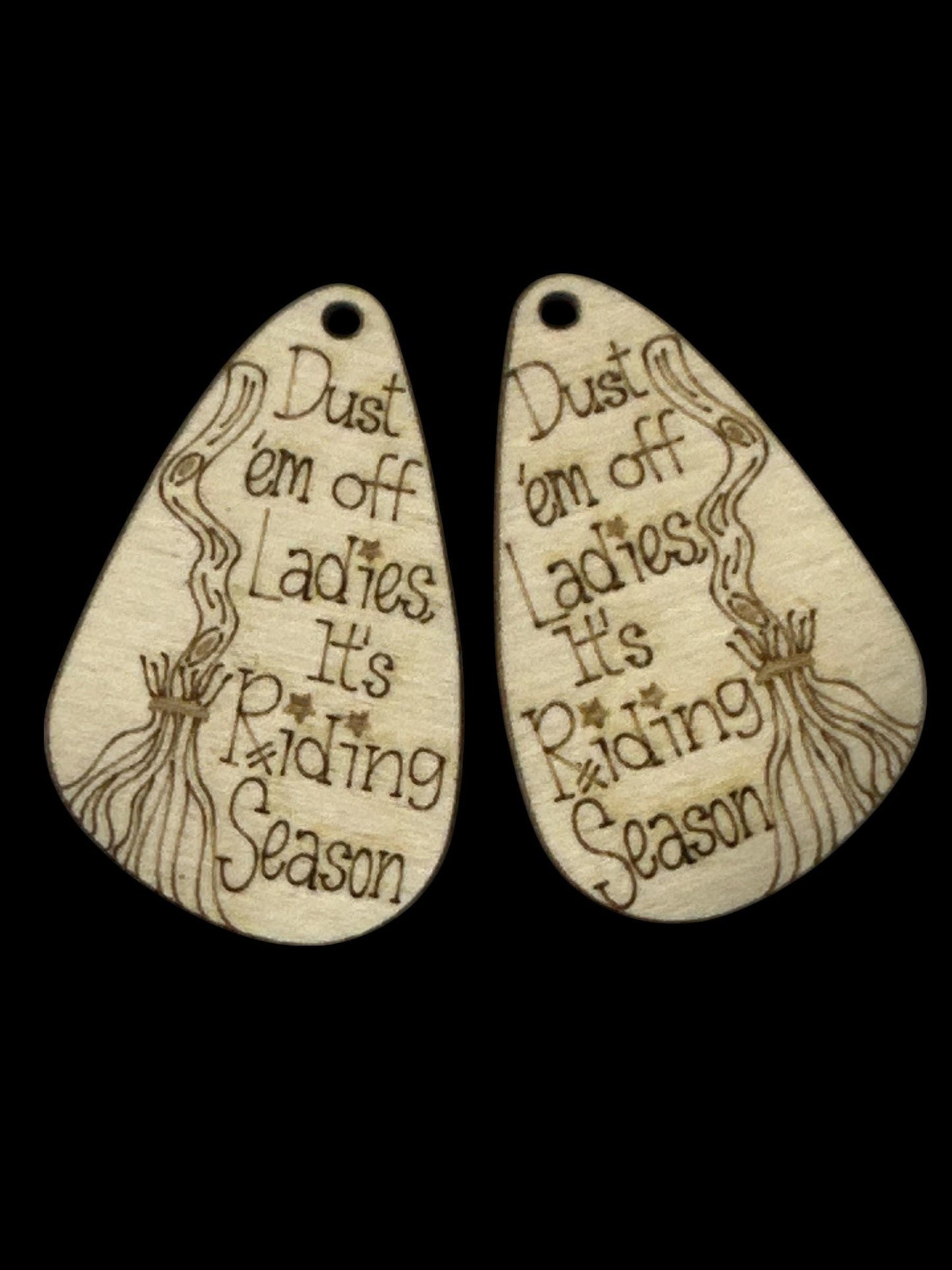 DIY Unfinished Birch Wood Earrings: Witch Broom Halloween Humor