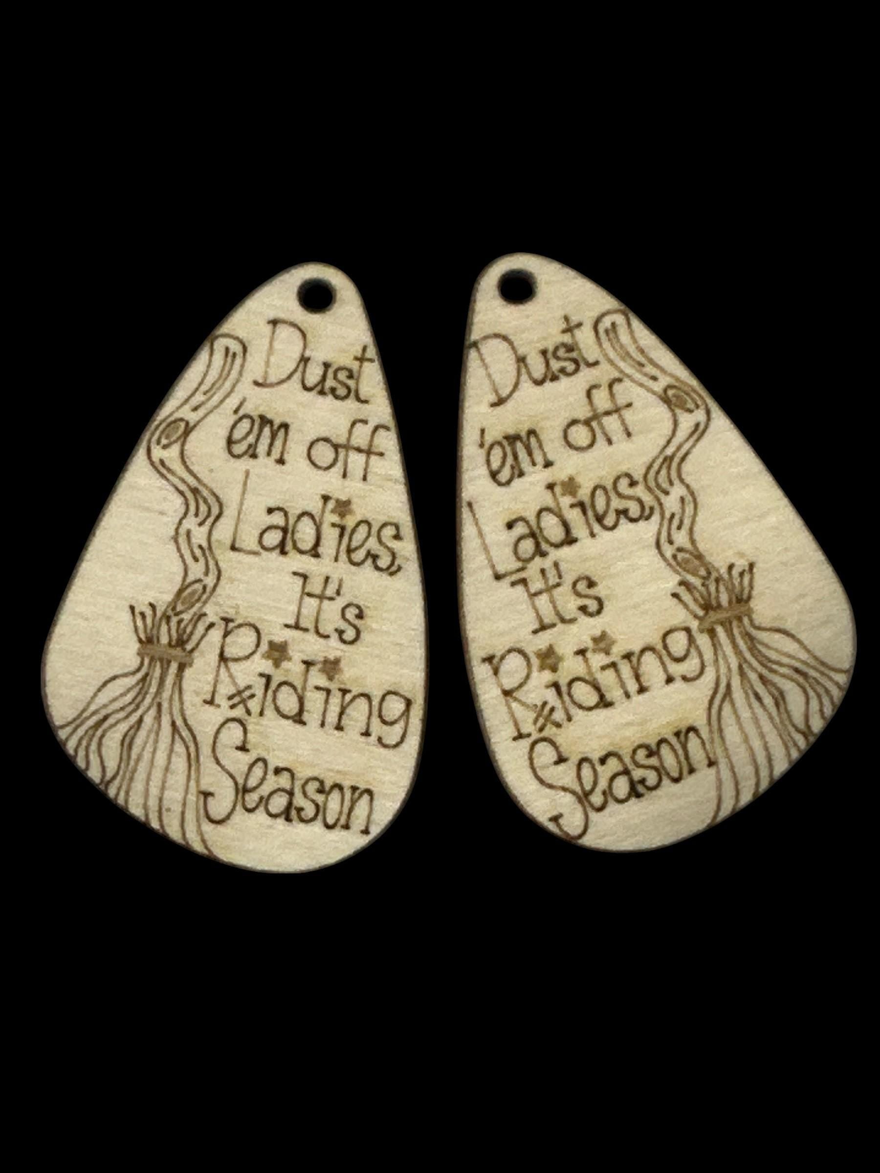 DIY Unfinished Birch Wood Earrings: Witch Broom Halloween Humor