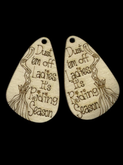 DIY Unfinished Birch Wood Earrings: Witch Broom Halloween Humor