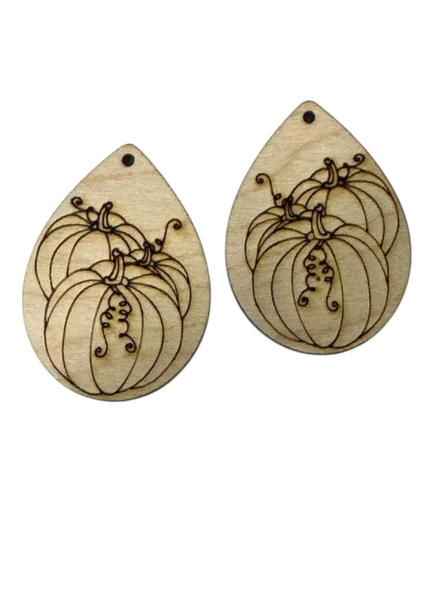 DIY Pumpkin Earrings: Unfinished Birch Wood, Fall Craft Jewelry