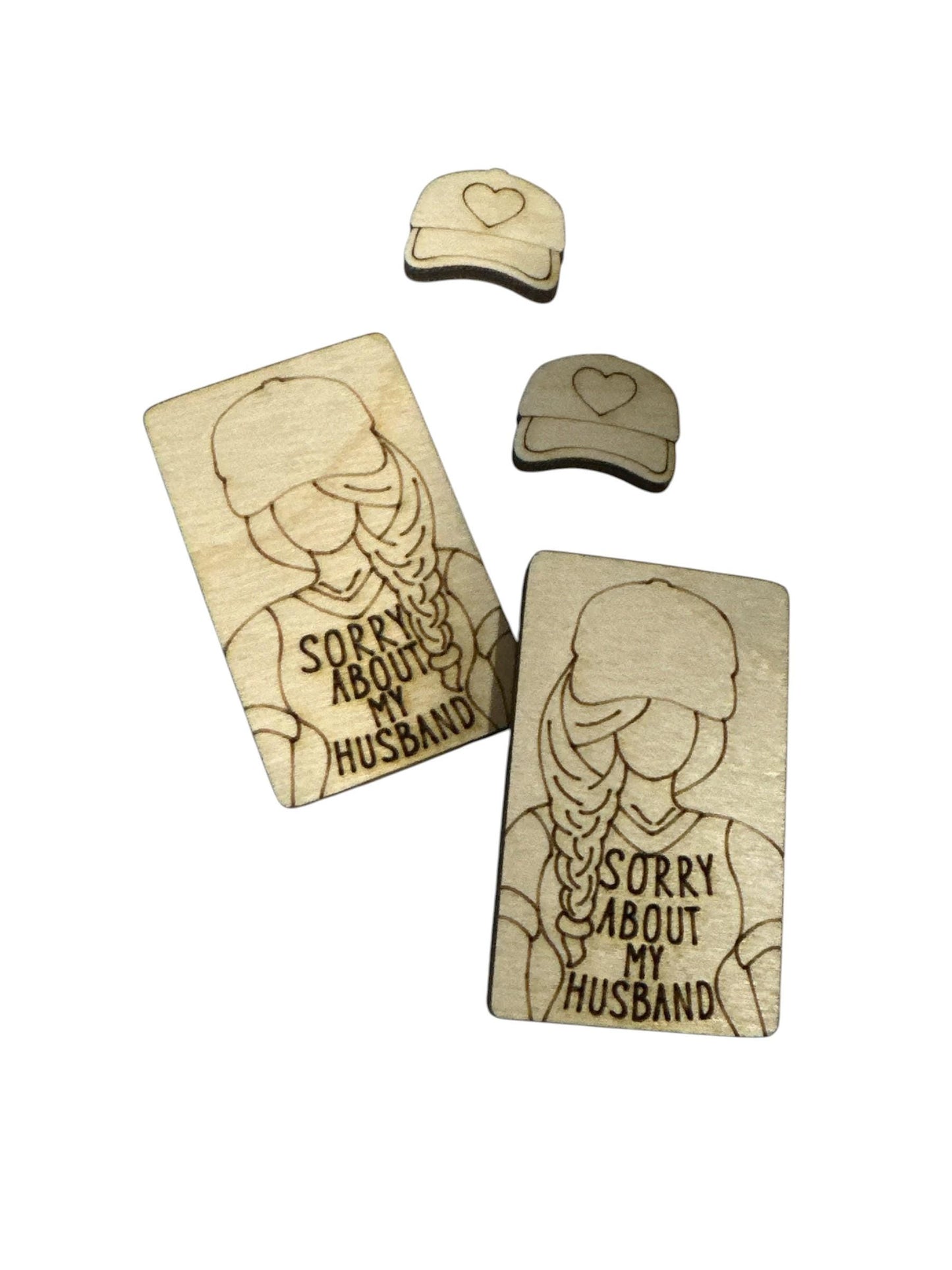 DIY Engraved Birch Hair Clip Pieces: "Sorry About My Husband" - Laser Cut