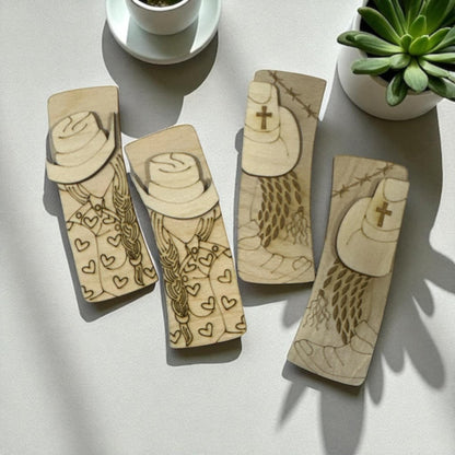 Western DIY Wood Laser Blank Hair Clip Pieces, Unfinished Western Clip, Wood is Ready to Paint, Laser Cut Boots with Hat, Claw Clip, DIY