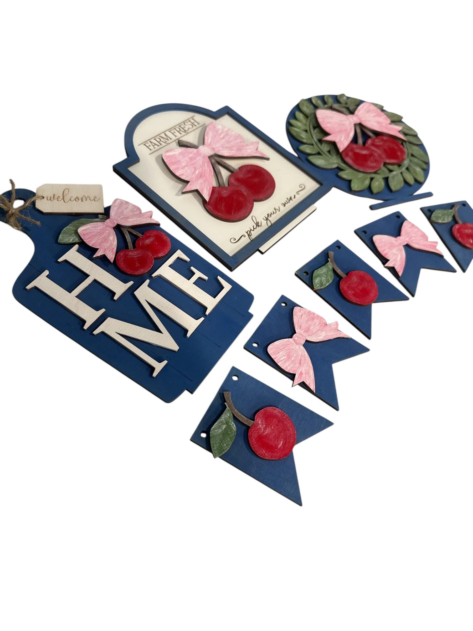 DIY Bench Cherry Bench Inserts: Interchangeable Tiered Tray Decor, Home Cherry Inserts
