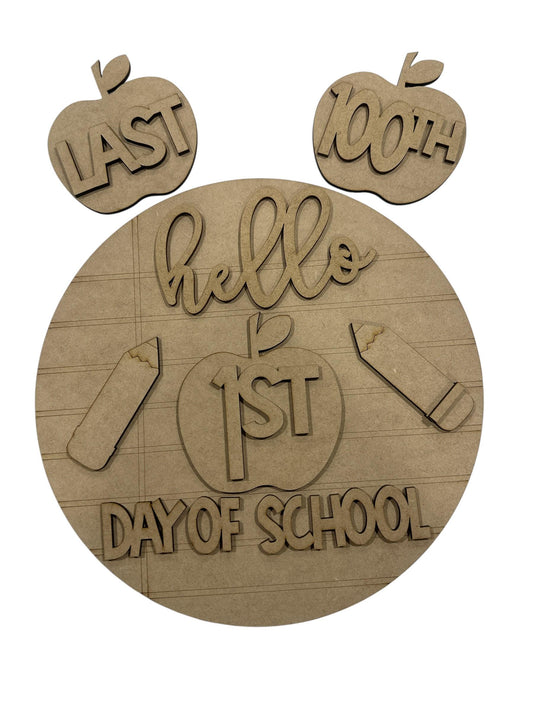 DIY Unfinished First Day of School Sign: Interchangeable 10" Insert