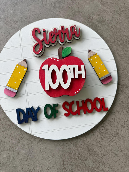 Custom 3D Letter First Day of School Sign: Hand-Painted Wood