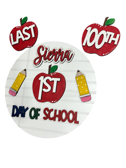 Custom 3D Letter First Day of School Sign: Hand-Painted Wood