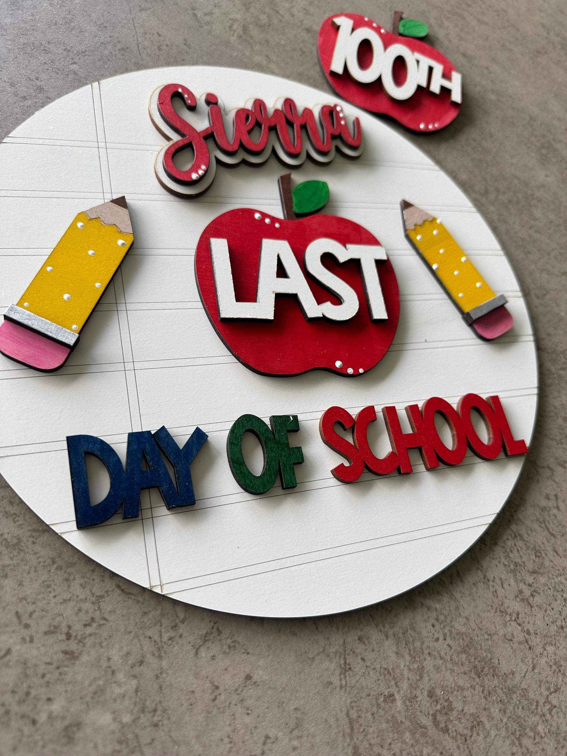 Custom 3D Letter First Day of School Sign: Hand-Painted Wood