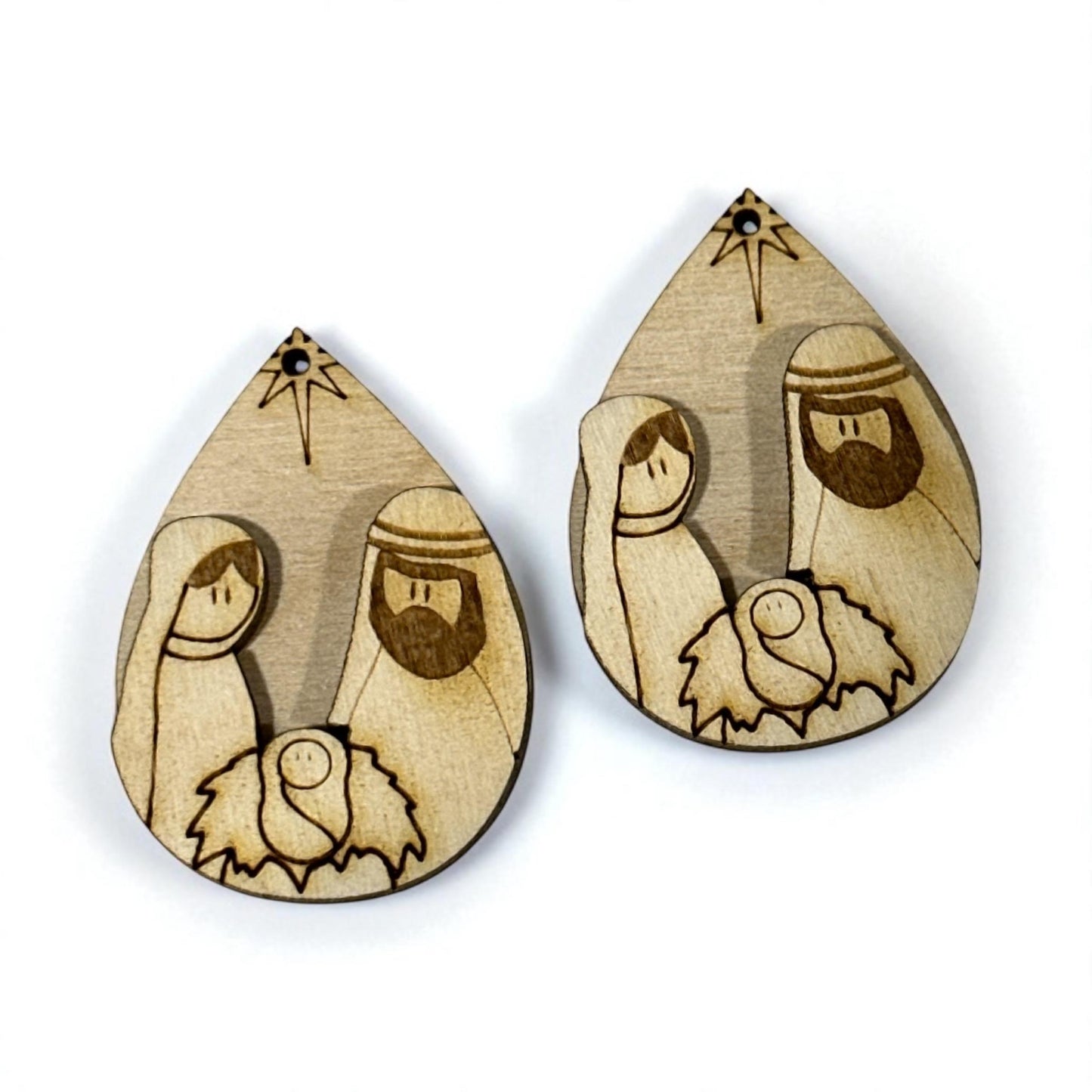 DIY Nativity Wood Earrings: Unfinished Laser Cut Blanks