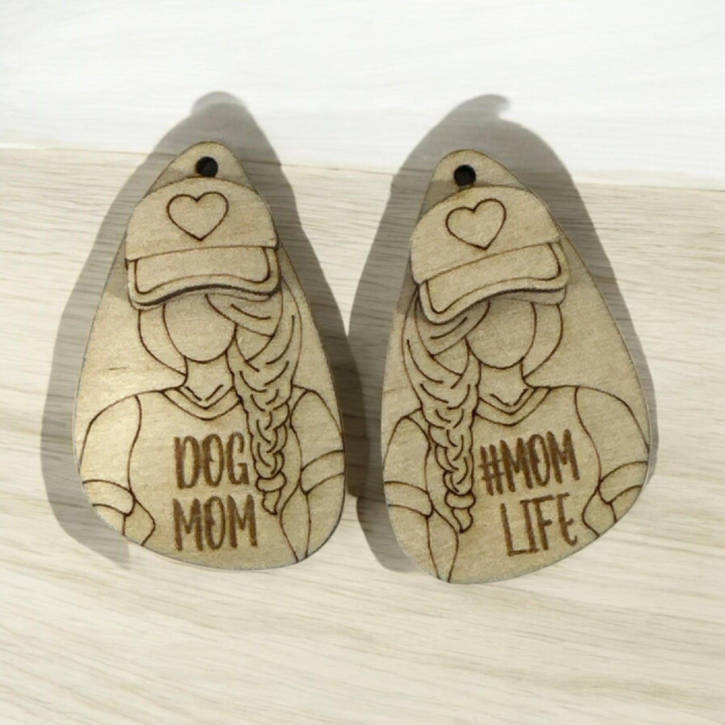DIY Dog Mom Wooden Earrings: Unfinished Birch Craft Jewelry