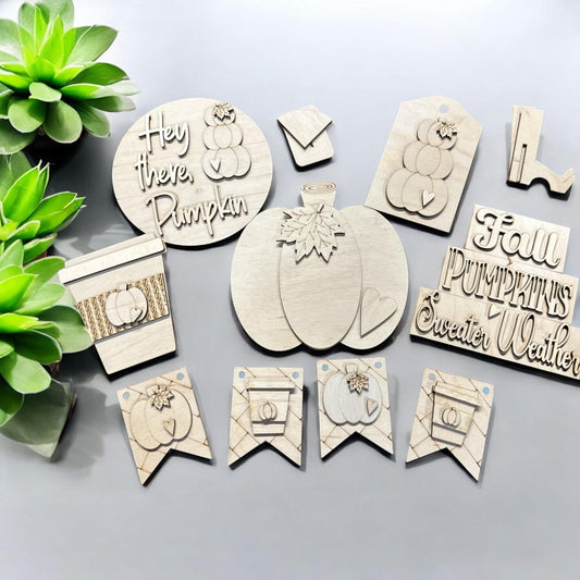 DIY Fall Pumpkin Tiered Tray: Unfinished Wood Decor