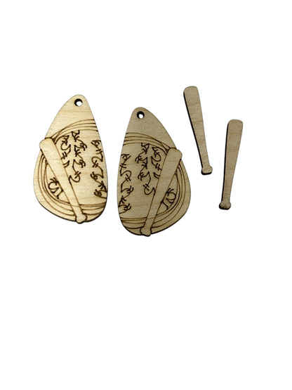 DIY Sports Earrings: Unfinished Wood Baseball, Basketball Charms