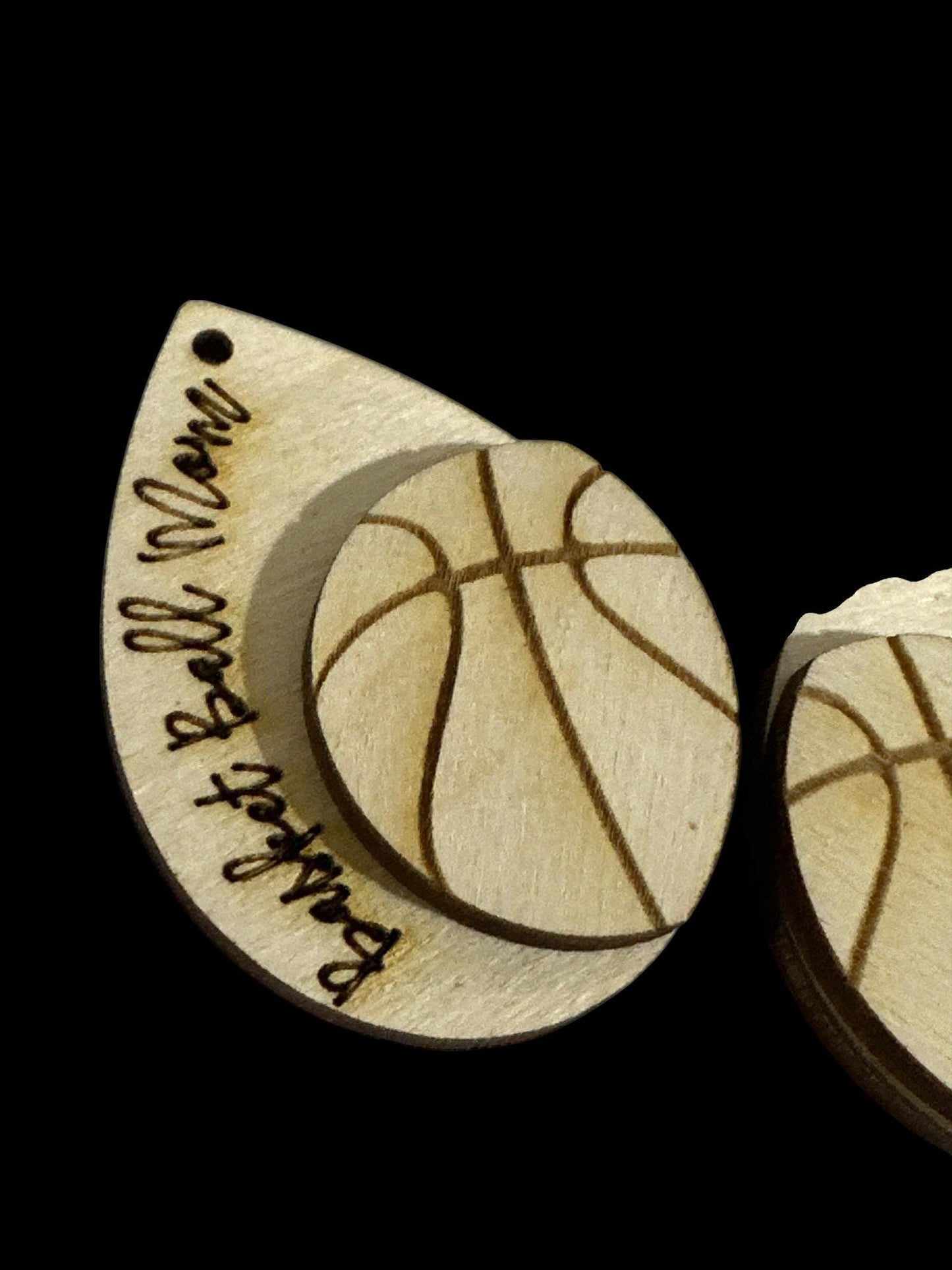 DIY Sports Earrings: Unfinished Wood Baseball, Basketball Charms