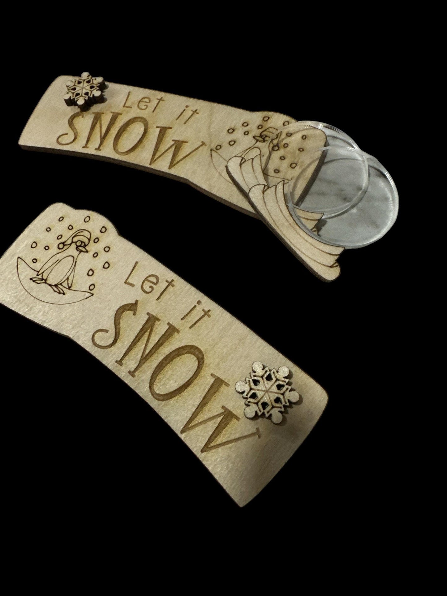 DIY Snow Globe Hair Clip Pieces: Unfinished Birch Wood, Laser Cut