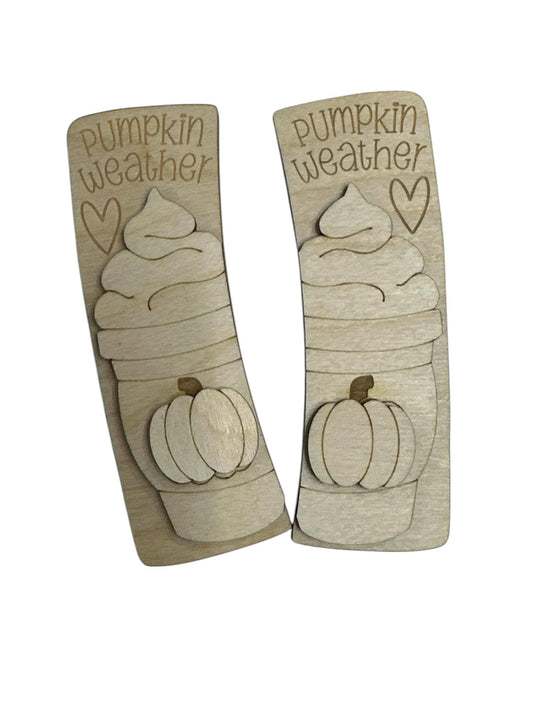 DIY Pumpkin & Coffee Wood Hair Clip Pieces: Unfinished Laser Cut Blanks