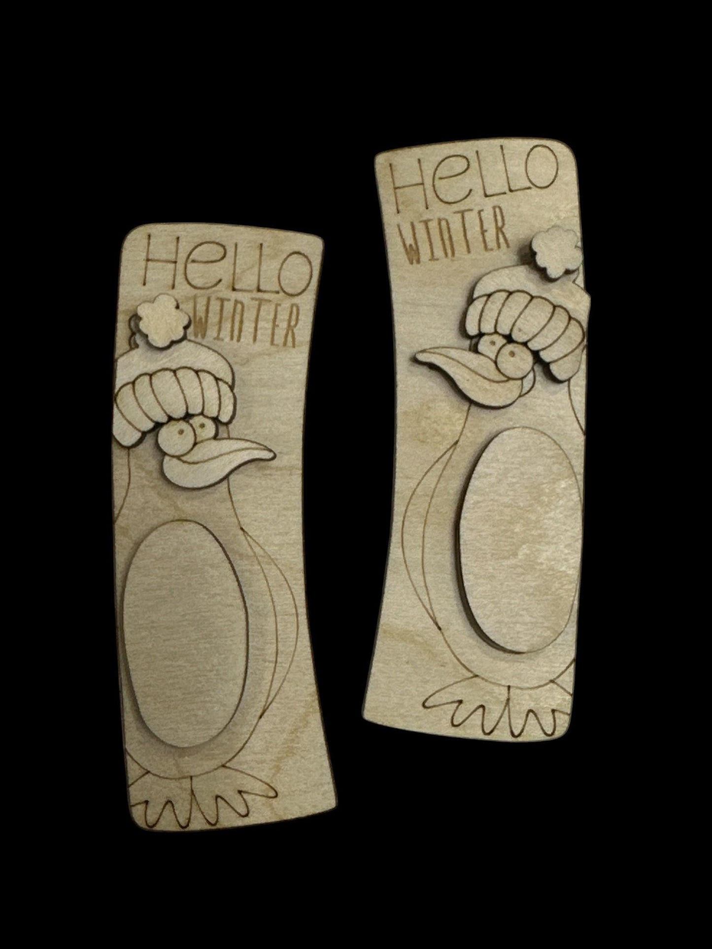 DIY Penguin Wood Hair Clip Pieces: Unfinished Laser Cut Blanks, Winter Penguin Claw Clip, Paint your own 4"