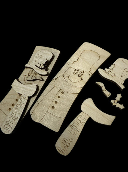 DIY Snowman Wood Hair Clip Pieces: Unfinished Laser Cut Blanks
