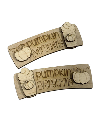 DIY Pumpkin Everything Wood Hair Clip Blank: Laser Cut Fall Design