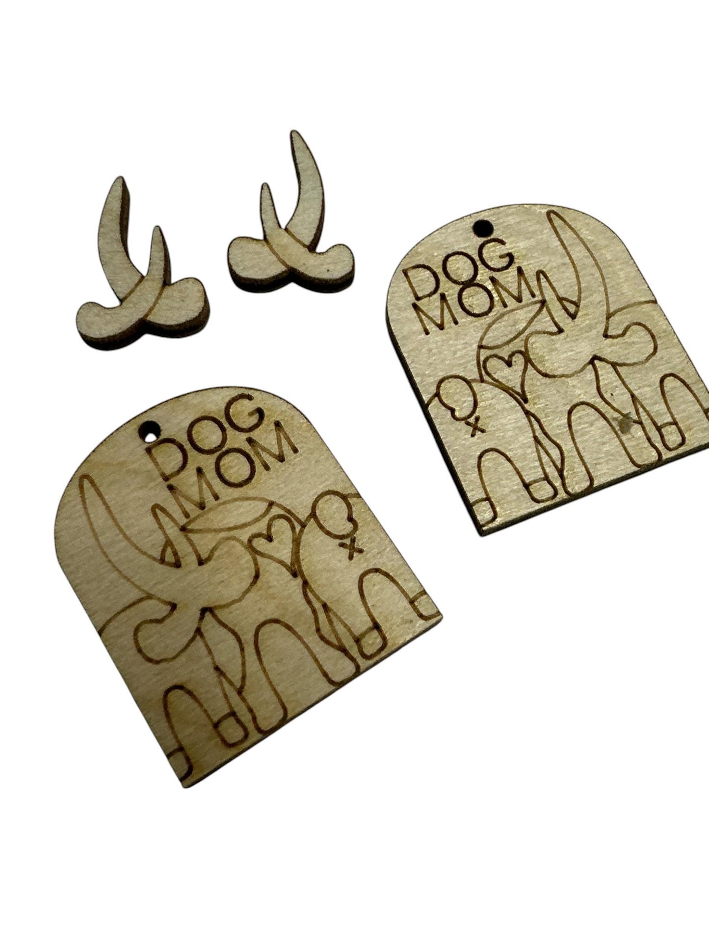 Dog Mom DIY Earrings: Blank Birch Wood, Engraved Tales