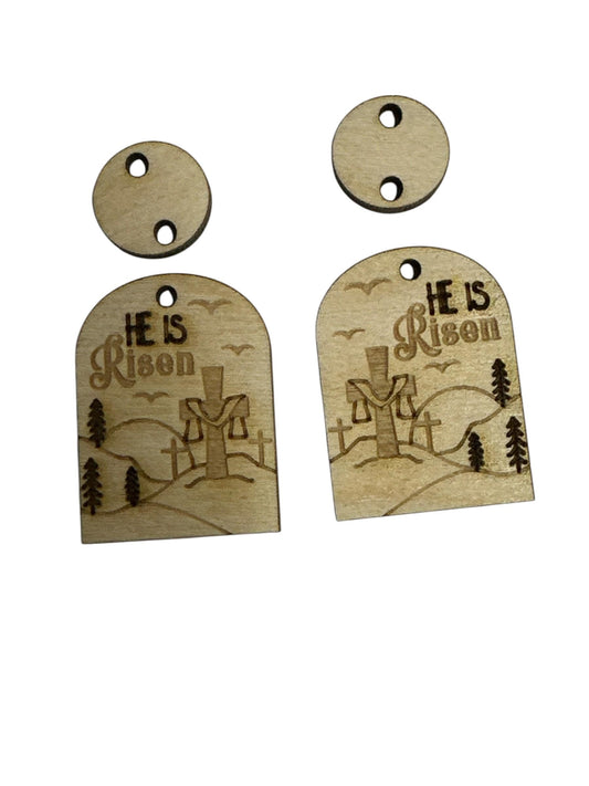 Engraved 'He is Risen' Wood Earrings: DIY Craft Blanks
