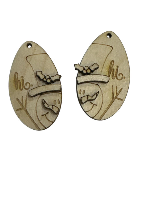 DIY Snowman Earrings: Unfinished Birch Wood, Craft Jewelry